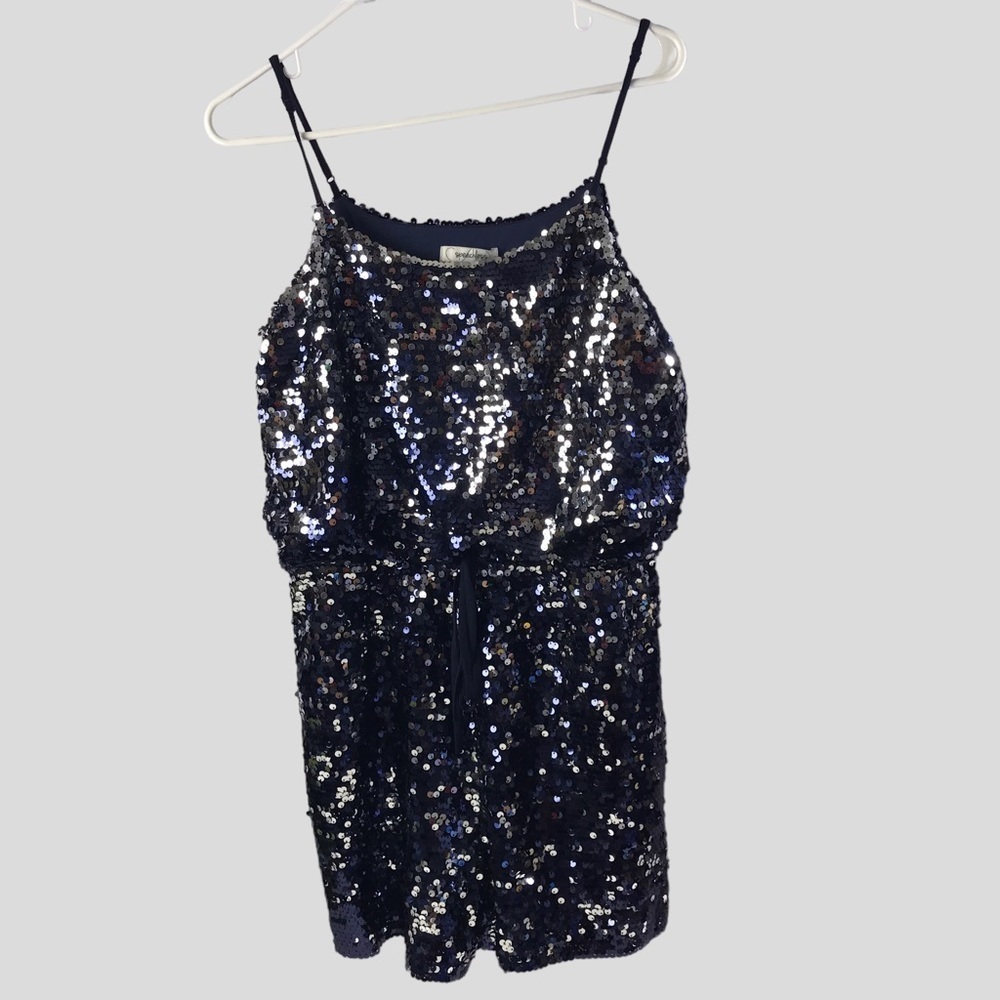 Speechless Sequin romper navy blue adjustable straps size medium New